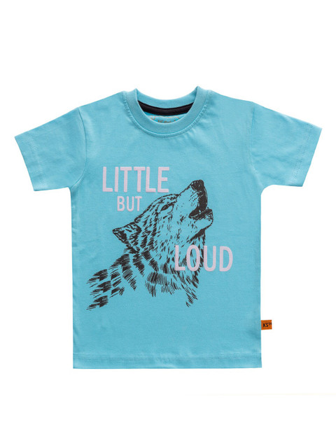 

Kid Studio Boys Turquoise Blue Printed Round Neck T-shirt