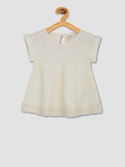 

GAP Toddler Girl White Crochet Trim Double-Layer Top