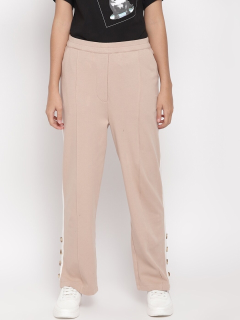 

LA LOFT Women Beige Solid Bootcut Track Pants