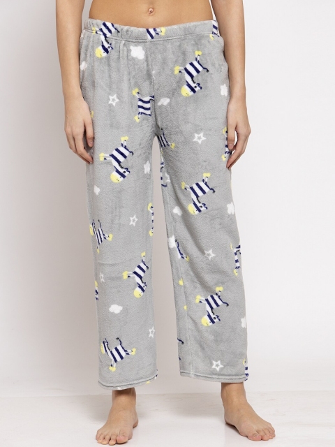 

NEUDIS Women Grey Printed Fleece Lounge Pants
