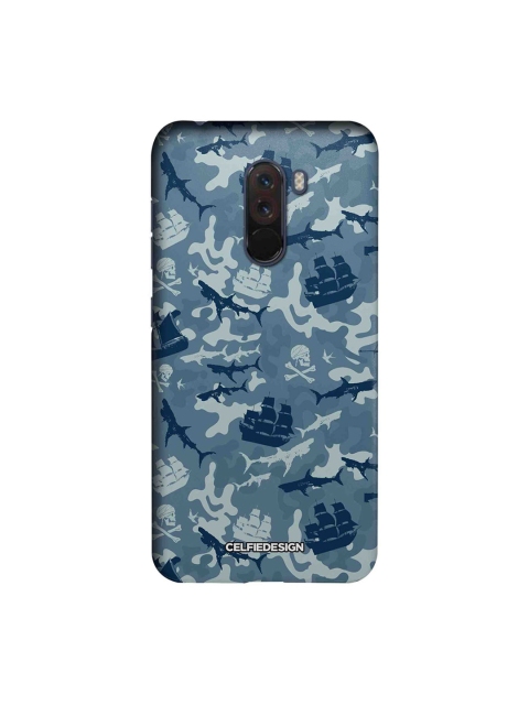 

CelfieDesign Unisex Blue & Navy Blue Pirates Pattern Printed Sustainable Xiaomi Poco F1 Back Case, Grey