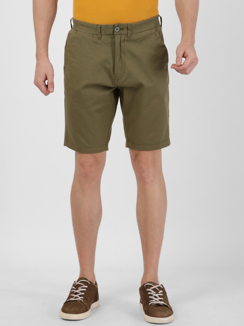 

t-base Men Olive Green Solid Slim Fit Regular Shorts
