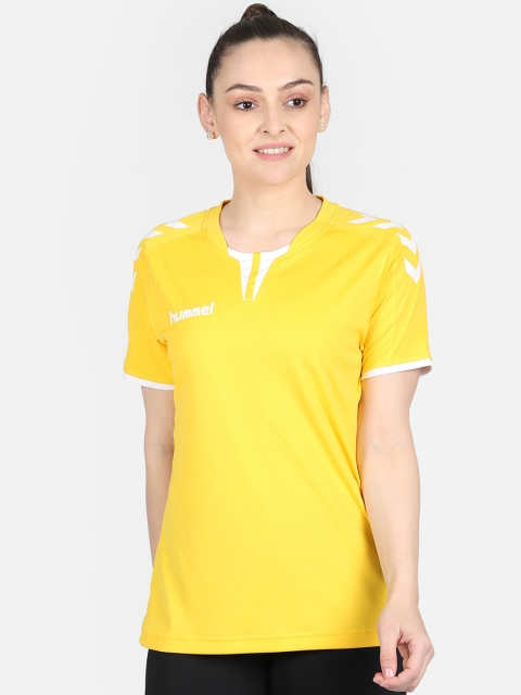 

hummel Women Yellow Solid Round-Neck T-shirt