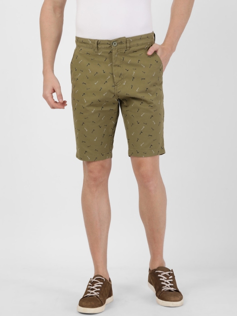 

t-base Men Olive Green Printed Slim Fit Chino Shorts