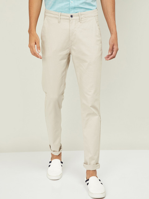 

CODE by Lifestyle Men Beige Slim Fit Solid Regular Trousers