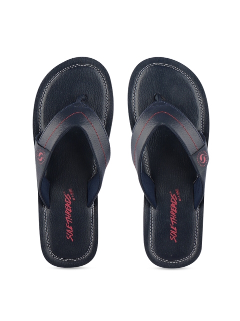 Solethreads Men Navy Blue Printed Thong Flip-Flops