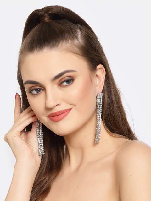 

AVANT-GARDE PARIS Silver-Toned Antique Contemporary Drop Earrings