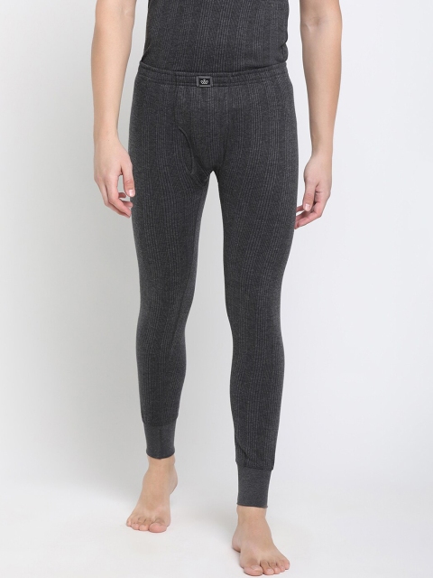 

DIXCY SCOTT Men Charcoal Grey Ribbed Slim Fit Thermal Bottoms