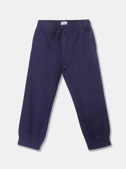 

The Childrens Place Boys Navy Blue Solid Woven Joggers