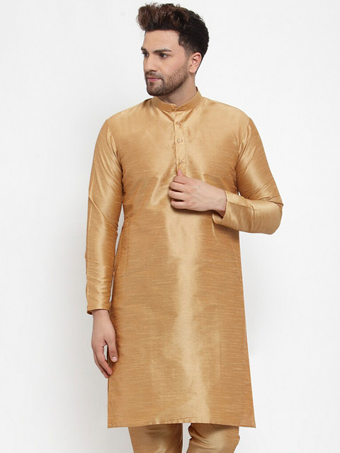 

Jompers Men Brown Solid Straight Kurta