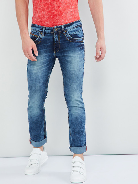 

max Men Blue Skinny Fit Mid-Rise Clean Look Jeans
