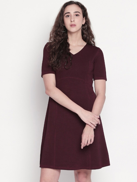 

Mesmerize Women Maroon Solid Fit and Flare Dress