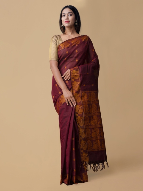 

Unnati Silks Maroon Woven Design Pure Cotton Saree