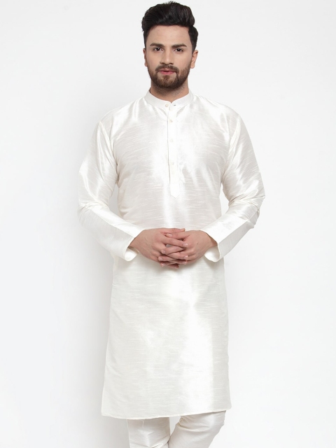 

Jompers Men White Solid Straight Kurta