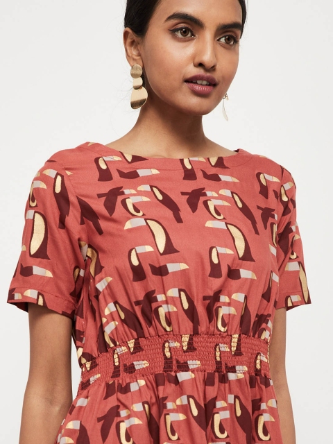 

max Women Red Printed Fit and Flare Dress
