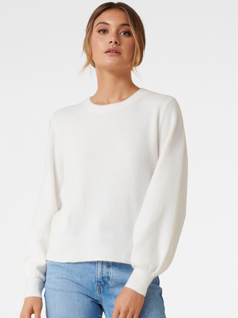 

Forever New Women White Solid Pullover Sweater