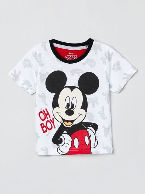 

max Boys White Printed Round Neck T-shirt