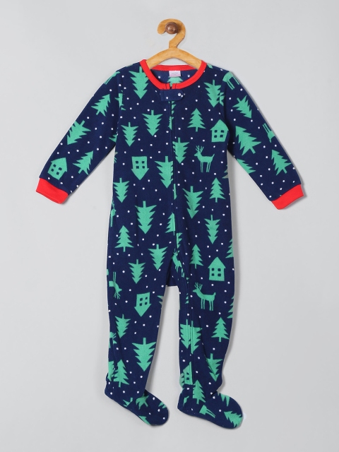 

GAP Infant Girls Blue & Green Printed Fleece Bodysuit