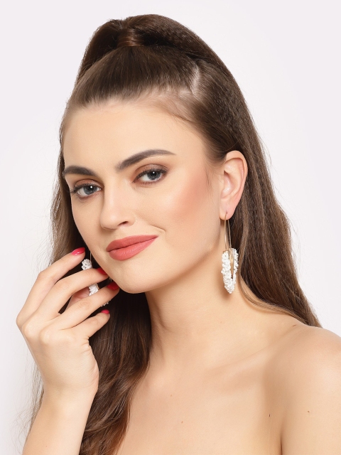 

AVANT-GARDE PARIS White & Gold-Plated Oval Hoop Earrings