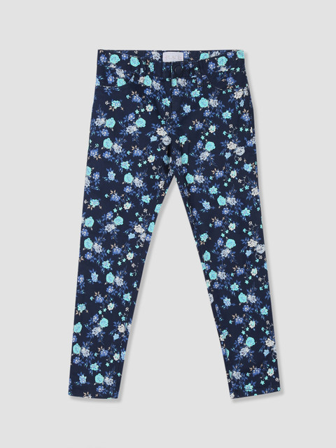 

The Childrens Place Girls Navy Blue Printed Treggings
