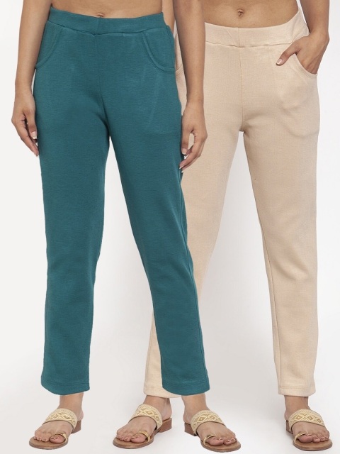 

TAG 7 Women Pack of 2 Solid Leggings, Beige