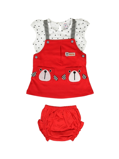 

Babys Day Girls Red & White Printed Top with Pinafore