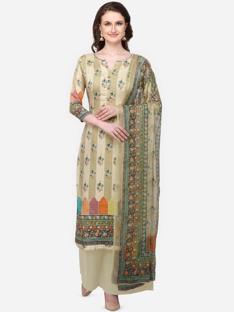 

Stylee LIFESTYLE Green Silk Blend Unstitched Dress Material