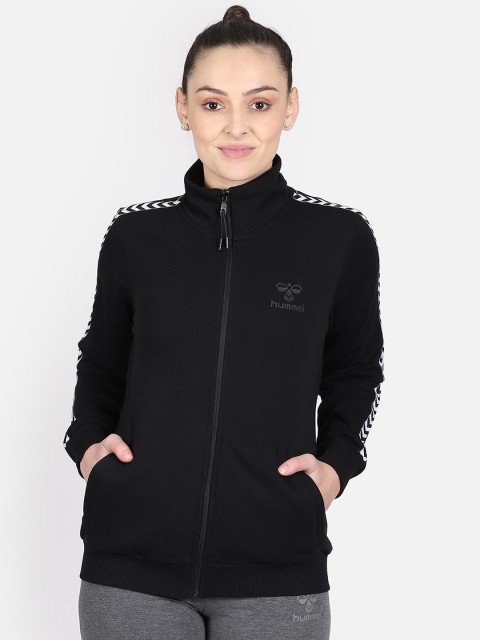 

hummel Women Black Printed Windcheater Sporty Jacket