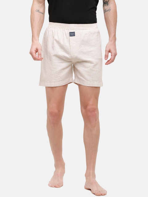 

CAVALLO by Linen Club Men Beige Checked Linen Boxers