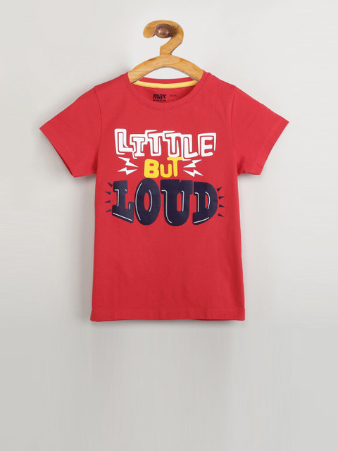 

max Boys Red Printed Round Neck T-shirt