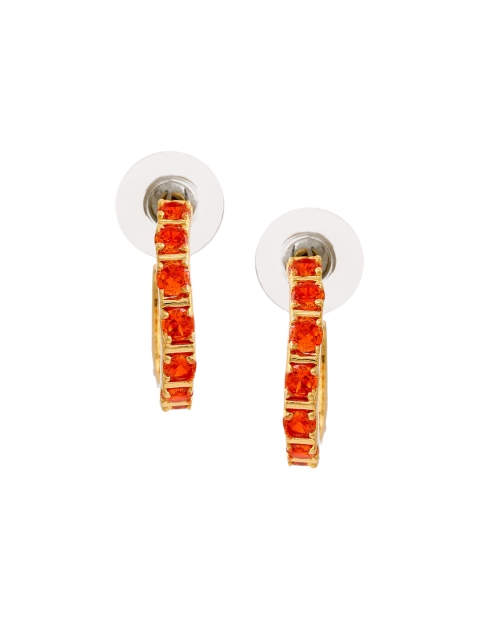 

Estele 24Kt Gold-Plated Orange CZ Contemporary Half Hoop Earrings