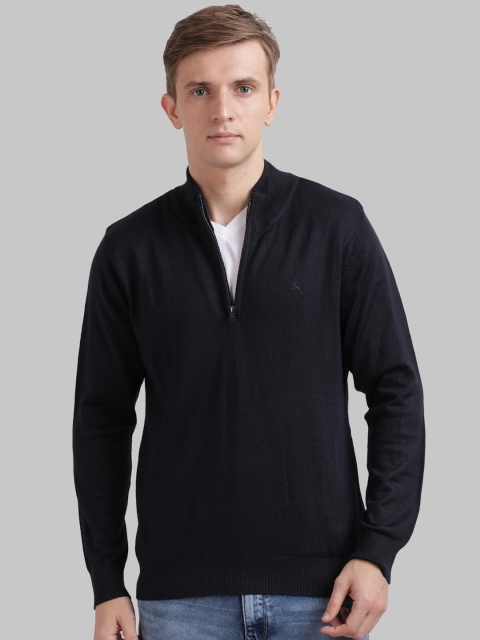 

Parx Men Navy Blue Solid Front-Open Sweater
