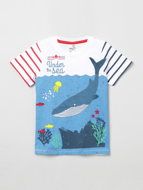 

max Boys Multicoloured Printed Round Neck T-shirt, Multi