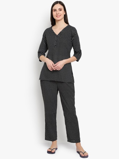 

Desi Rang Women Black Printed Night suit