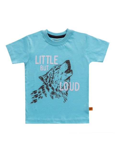 

Kid Studio Boys Turquoise Blue Printed Round Neck T-shirt