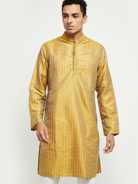 

max Men Gold-Toned Woven Design Straight Kurta