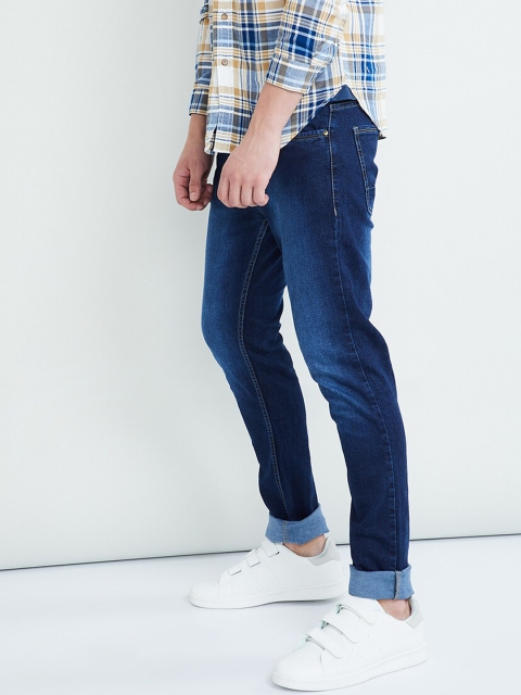 

max Men Navy Blue Skinny Fit Mid-Rise Clean Look Stretchable Jeans