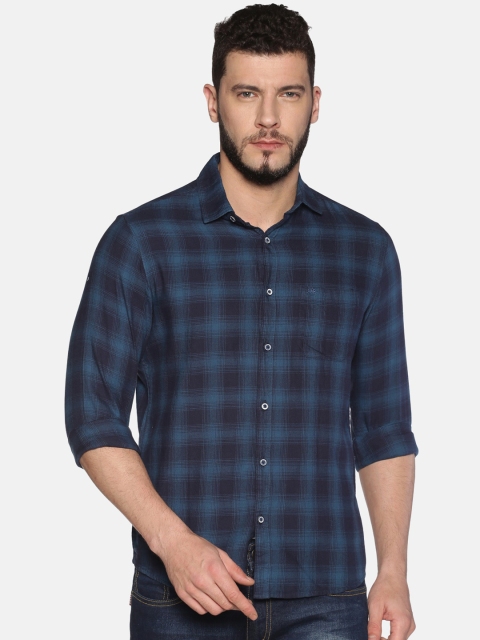 

Chennis Men Blue Slim Fit Checked Casual Shirt