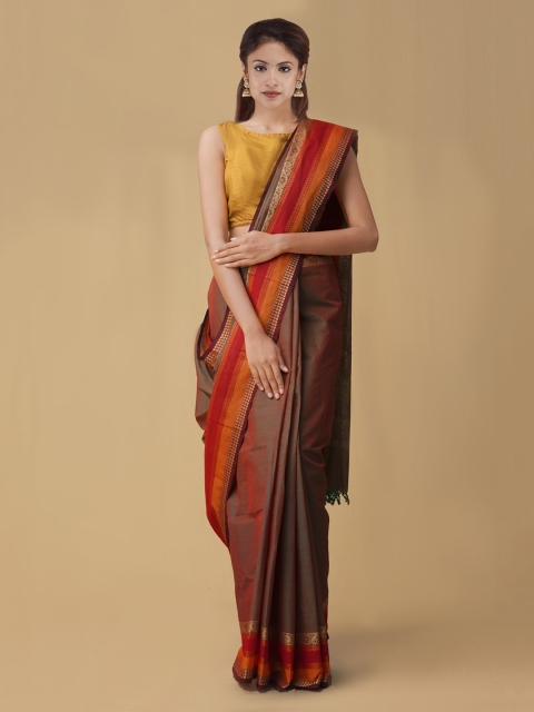 

Unnati Silks Brown Solid Saree