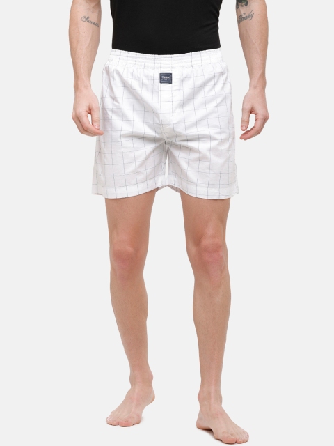 

CAVALLO by Linen Club Men White Checked Linen Boxers CAMBH001CK00001
