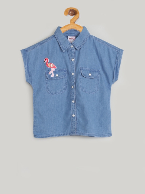 

max Girls Blue Flamingo Printed Shirt