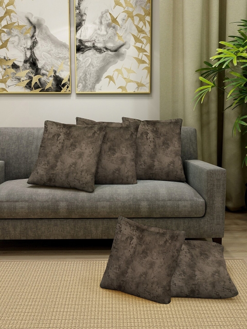 

KLOTTHE Brown Set of 5 Abstract Square Cushion Covers