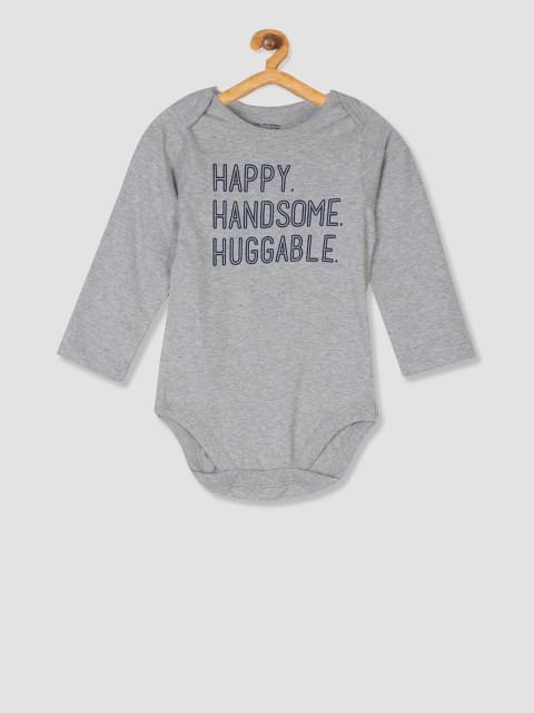 

The Childrens Place Infant Girls Grey & Navy Blue Printed Bodysuit