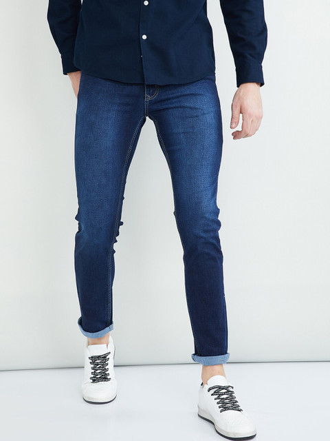 

max Men Blue Slim Fit Mid-Rise Clean Look Jeans
