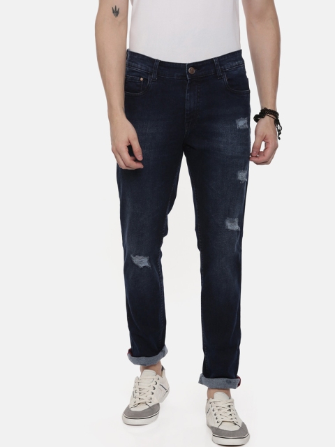

CINOCCI Men Navy Blue Tapered Fit Jeans
