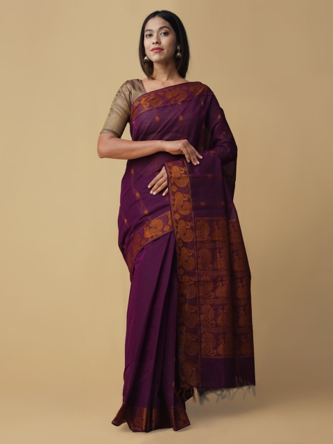 

Unnati Silks Purple Pure Handloom Mysore Cotton Saree