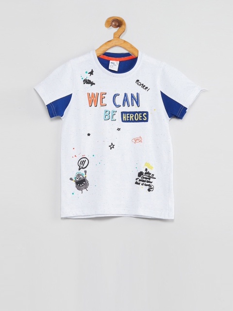 

max Boys Navy Blue Printed Round Neck T-shirt