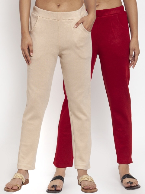

TAG 7 Women Pack of 2 Wool Blend Ankle-Length Leggings Pants, Beige