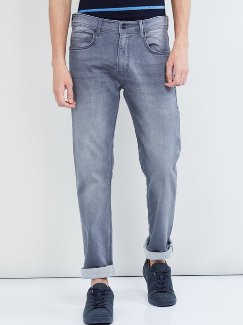 

max Men Grey Slim Fit Mid-Rise Clean Look Jeans