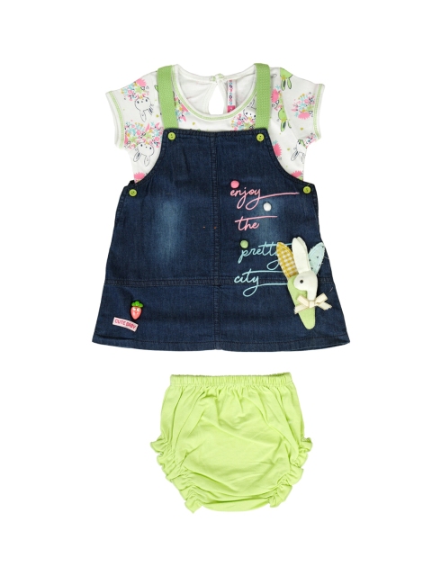 

Babys Day Girls Blue Solid Pinafore Dress Set